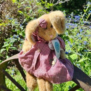 Boyd's Bears Plush Sophie 11 Inch Retired Red Gingham Dress Heart Pockets‎ Tags